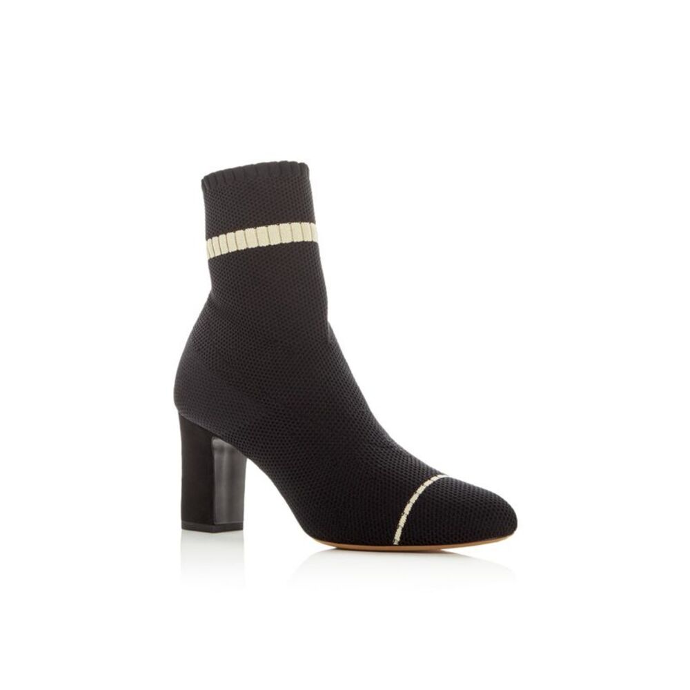 TABITHA SIMMONS Womens Black Sock Anna Almond Toe Block Heel Heeled Boots 38.5